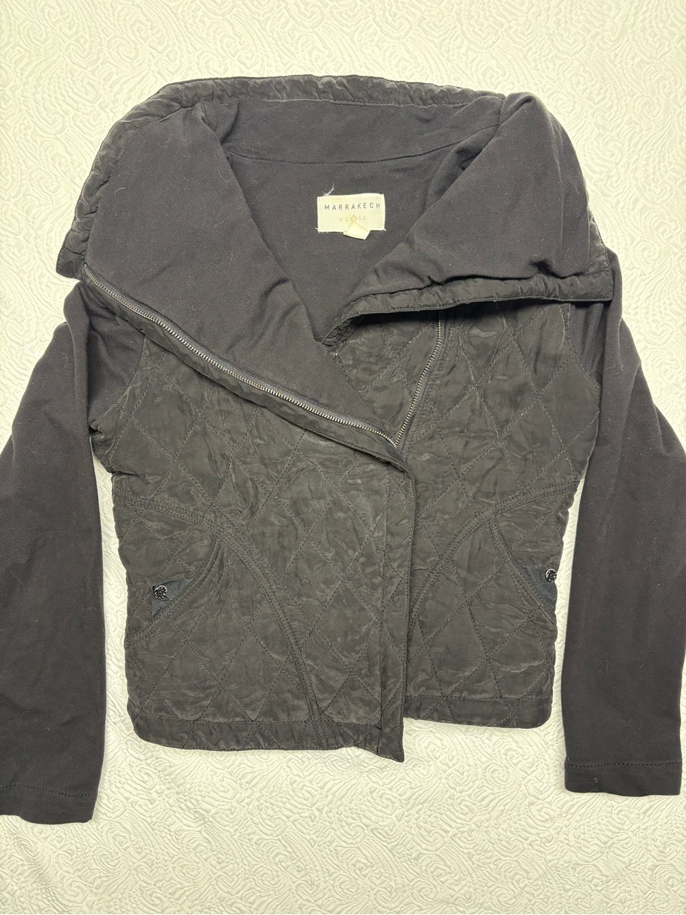 Marrakech Women's Black Quilted Moto Bomber Jacket